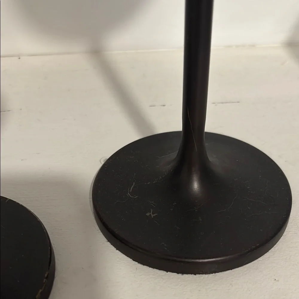 Crate & Barrel Emery Pilar holder Bronze and Black Candle Holders sm & m